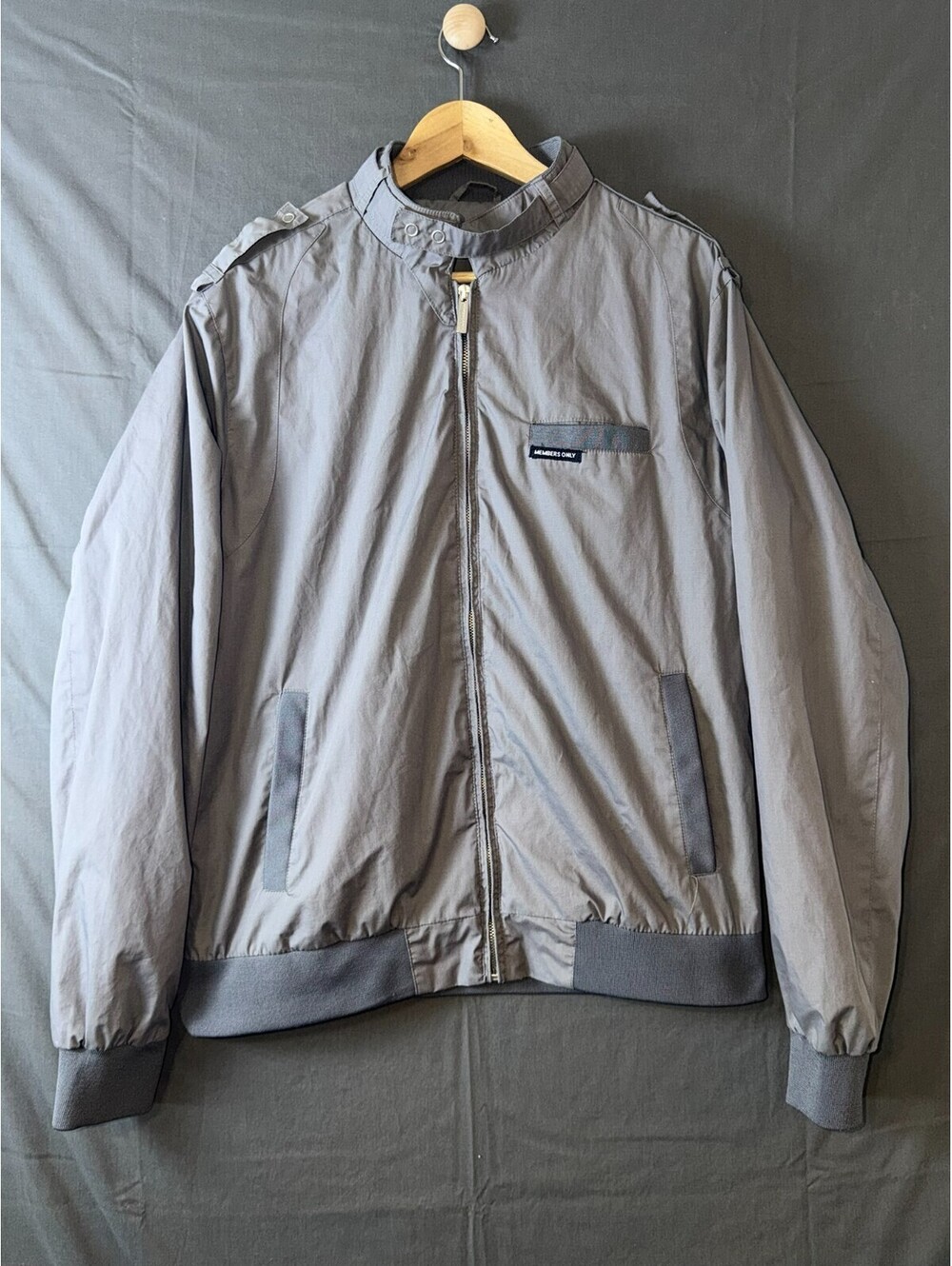 Members Only Gray Lightweight Jacket Men’s XL Classic Bomber Zip Front